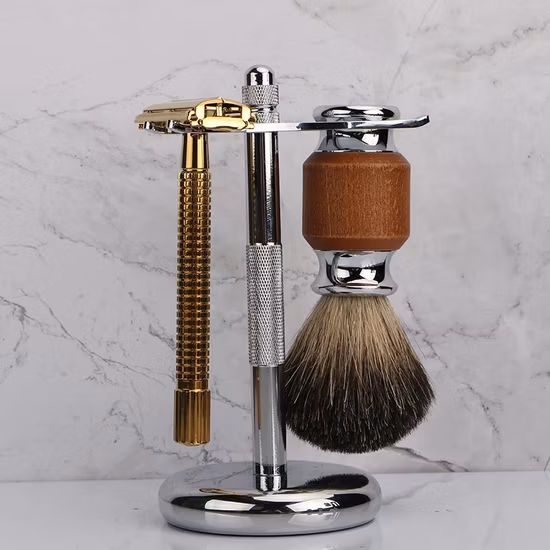 High Quality Chrome Shaving Razor and Brush Stand, Zinc Alloy Safety Razor Stand