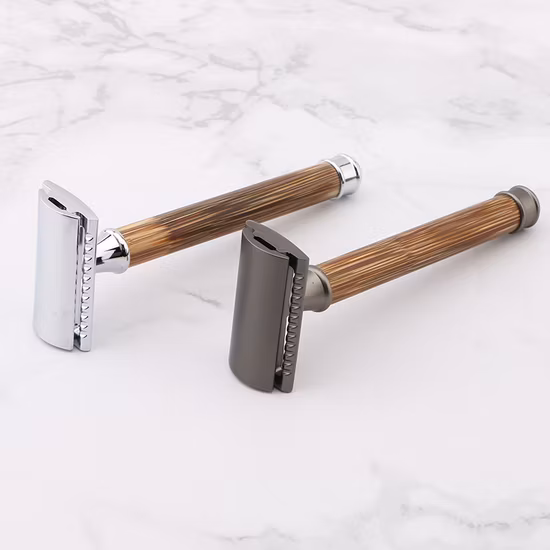 D670 Rts из натурального бамбука с ручкой для женщин для бритья Classic Straight Cut 3 шт. Безопасная бритва